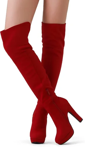 Vista 5 de DREAM PAIRS - Botas altas por encima de la rodilla para mujer, con tacón grueso y plataforma