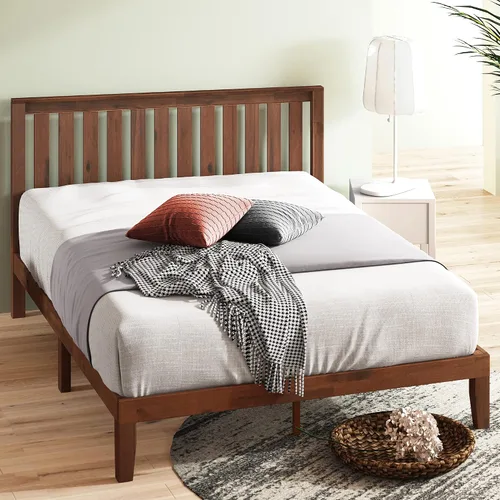 Vista 12 de Zinus cama con plataforma de madera maciza con cabecero de 12 pulgadas / Sin necesidad de resorte de caja / Soporte con listón de madera / Acabado