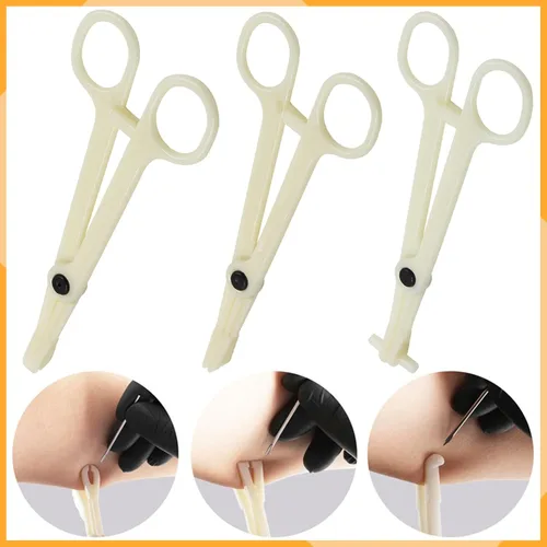 Vista 6 de 16 pinzas de plástico desechables, 4 tipos de abrazaderas de tabique, kit para piercing de oreja, nariz, pezón, lengua, para todos los piercings