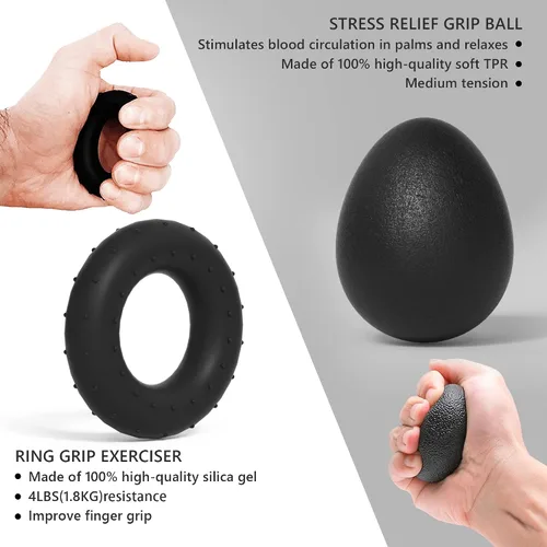 Vista 4 de Kit de fortalecimiento de agarre de mano, juego definitivo para entrenamiento de antebrazo, entrenador de fuerza de agarre ajustable, pelota