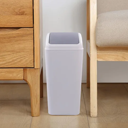 Vista 6 de Ggbin Cubos de Basura de Plástico con Tapa Giratoria, Cubos de Basura de Cocina Gris de 16 L