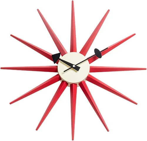 Vista 3 de SHISEDECO Reloj asterisco moderno en negro, sin tictac, diseño retro de mediados de siglo, reloj de cuarzo de pared silencioso decorativo