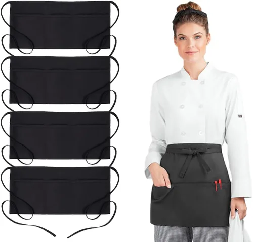Vista 17 de Avalon Kitchen Server Aprons with 3 Pockets – 100% Polyester Waist Apron, 24x12 Inch Half Apron, Waitress Apron for Servers