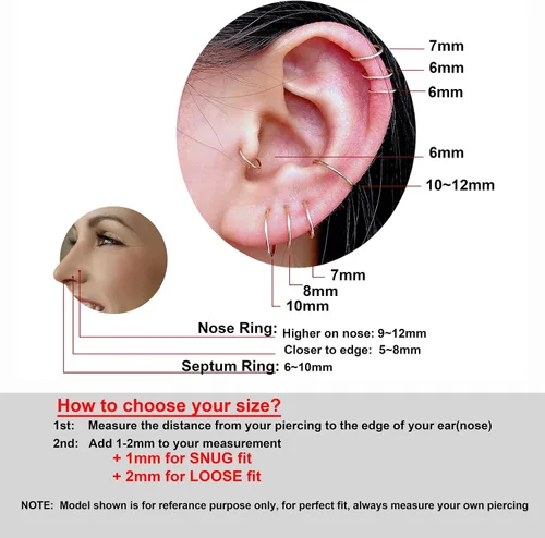 Vista 70 de Small Gold or Sterling Silver Huggie Hoop Earrings for Women Cartilage Nose Helix Tragus