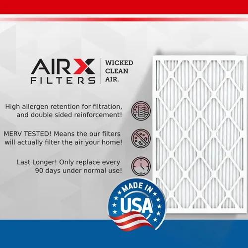 Vista 3 de AIRX FILTERS WICKED CLEAN AIR. Filtro de aire 14x25x1 MERV 8 electrostático plisado filtro de aire acondicionado 4 paquetes de filtros HVAC AC horno