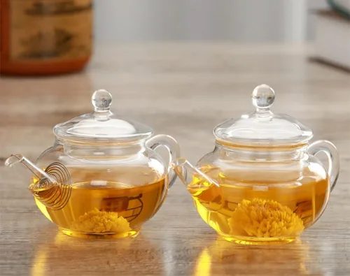 Vista 7 de Tetera pequeña, tetera de vidrio con infusor, tetera para té suelto, 8 onzas