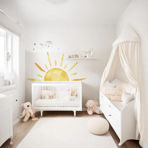 Vista 3 de (127 cm X 63.5 cm) Calcomanía de Pared de Medio Sol Extra Grande de Estilo Boho, Calcomanías de Sol para Pared, Adhesivos de Pared de Sol
