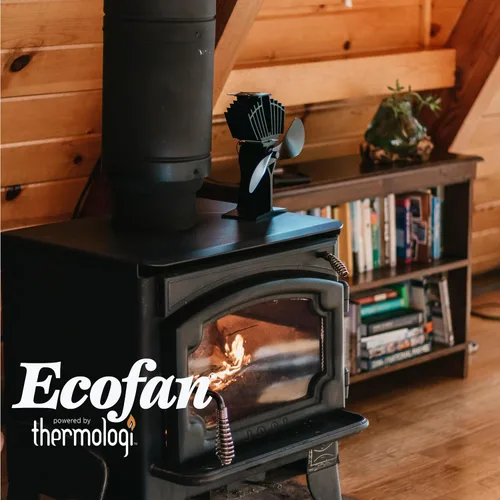 Vista 8 de Ecofan AirMax Ventilador a calor, para horno a leña, grande, hecho en Canadá., NA, Negro (Black Blade), L