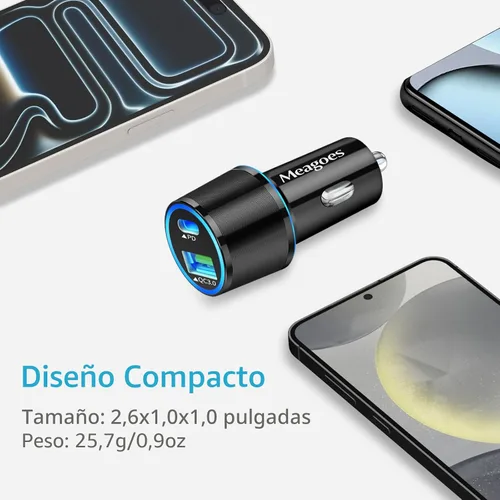 Vista 5 de Cargador de coche USB C de 67.5 W, carga súper rápida, bloque de puerto USBC y QC3.0 de 45 W para iPhone 17 Pro Max/Air/16/15/iPad, teléfono celular