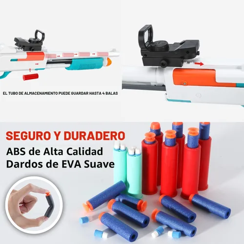 Vista 4 de Modelos de pistola de juguete de espuma (33 pulgadas), diseño de carcasa de salto [con 10 carcasas y 40 dardos suaves] Perfecto para juegos en Verde