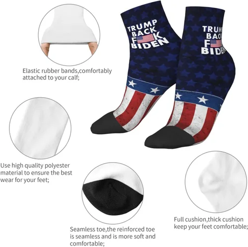 Vista 5 de Trump Back Fuck Biden Ankle Socks Winter Low Cut Sports Warm Comfort Breathable Casual Socks For Mens And Womens -5