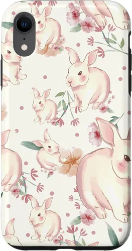 Vista 8 de Funda con diseño de carita sonriente para iPhone 15 Bunny Pattern Graffiti Doodles