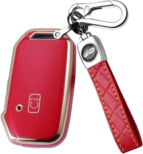 Vista 23 de ontto Llavero de 5 botones para llavero Kia Smart Remote con llavero para Sportage Stinger Cerato Ceed Forte TPU Key Bag Beige