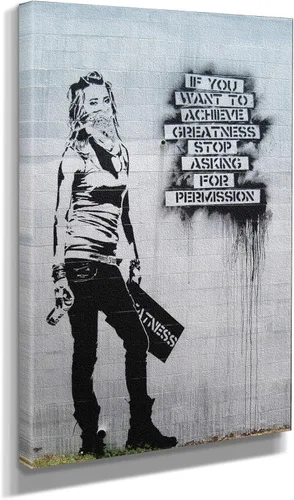 Vista 25 de Arte en lienzo de Banksy para pared, decoración del hogar, lienzo pre-estirado - varios tamaños