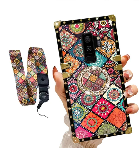 Vista 17 de Funda para Samsung Galaxy S8 Plus con soporte de anillo, patrón de moda, parte trasera de policarbonato duro y TPU suave, cubierta de protección a