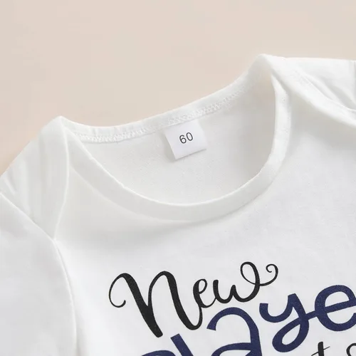 Vista 5 de Chloefairy Traje de béisbol para bebé recién nacido, traje de béisbol para recién nacido, mameluco de béisbol, pantalones deportivos de 3 piezas