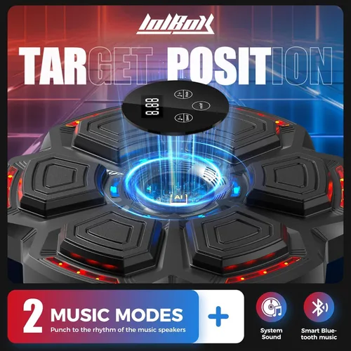 Vista 3 de LOLBOX Máquina de boxeo musical para adultos y niños, máquina de entrenamiento inteligente de boxeo, entrenamiento de perforación
