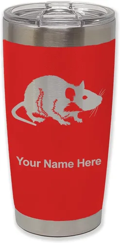 Vista 38 de LaserGram Vaso aislado al vacío de 20 onzas, rata, grabado personalizado incluido (negro)
