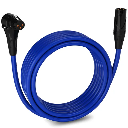 Vista 96 de LyxPro Cable de micrófono XLR hembra a macho de ángulo recto de 3 pines de 1.5 pies para altavoces amplificados, interfaz de audio, rendimiento