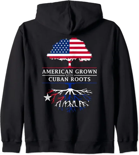 Vista 2 de American Grown with Cuban Roots - Sudadera con capucha con cremallera Cuba Negro S