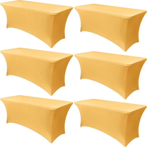 Vista 9 de Obstal Paquete de 6 Fundas de Mesa Elásticas de Spandex para Mesas de 6 Pies - Mantel Rectangular Universal Ajustado de 6 Pies Protector para Bodas