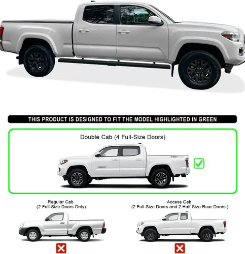 Vista 2 de APS Estribos rueda a rueda de 6 pulgadas compatibles con Toyota Tacoma 2005-2023 doble cabina de 6 pies
