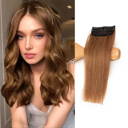 Vista 9 de Extensiones de cabello con clip de volumen real de cabello humano liso y sedoso, extensiones de cabello cortas y naturales invisibles para mujer