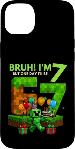Vista 15 de Bruh I'm 7 But One-Day I'll Be 67 Retro 7th Birthday Kids Case for iPhone 17
