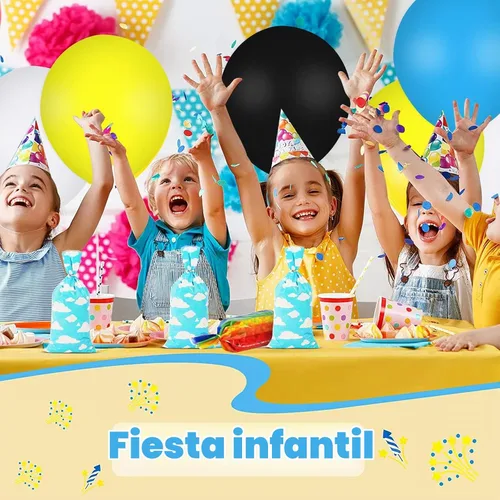 Vista 7 de Lecferrarc 100 bolsas de golosinas con estampado de nubes blancas y cielo azul, nubes blancas, bolsas de dulces de celofán, recuerdos de fiesta