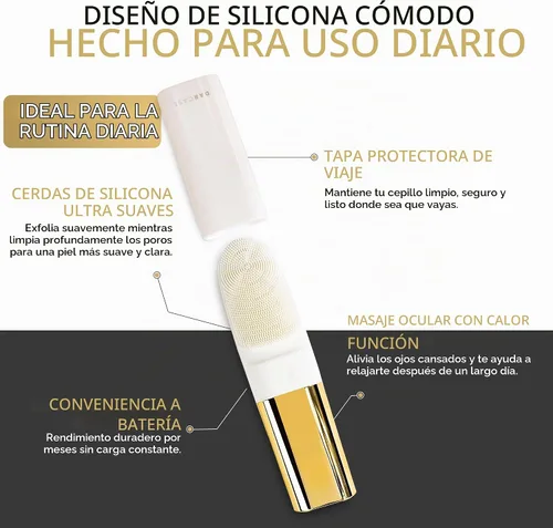 Vista 3 de DARCASE CRISTÁL - Un cepillo de limpieza facial de lujo. Doble función: limpieza profunda con cerdas de silicona y masaje ocular térmico
