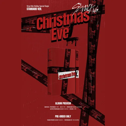 Vista 2 de Stray Kids Christmas EveL Holiday Special Single Standard Ver. Photobook R + Photocard + Glitter Photocard + Sticker + 5 Extra Photocards