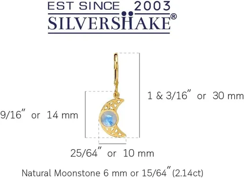 Vista 19 de Silvershake Aretes colgantes o colgante o colgante de plata de ley 925 chapada en oro amarillo con dije o colgante con cadena de 18 pulgadas