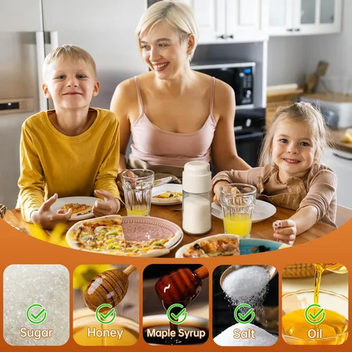 Vista 6 de NiHome Dispensador de azúcar de 10 onzas con interruptor automático de vertido para el hogar, cocina, estación de café, tarro de vidrio para azúcar