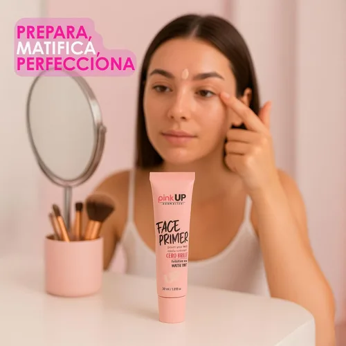 Vista 2 de PINK UP Imprimación facial Prepara la piel para el maquillaje Acabado mate con efecto porcelana Extiende la duración del maquillaje Minimiza