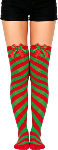 Vista 26 de Calcetines altos para mujer, calcetines altos a rayas hasta el muslo Bandera estadounidense