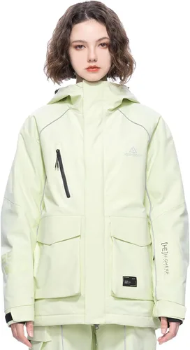 Vista 8 de Chaqueta de esquí para snowboard, nieve, invierno, impermeable, aislada, resistente al viento, holgada, cálida con capucha para hombres y mujeres