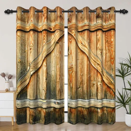 Vista 89 de Cortinas rústicas para ventana de puerta de granero, puerta de madera gris, puerta de garaje, tratamiento de ventana para sala de estar, dormitorio