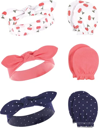 Vista 115 de Hudson Baby Conjunto de diadema de algodón y manoplas para rascar para bebé
