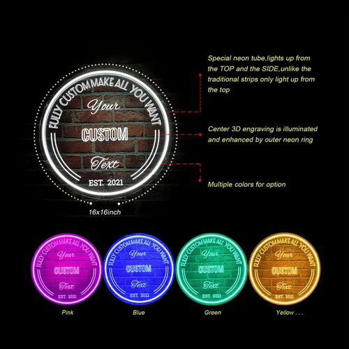 Vista 5 de Letrero de neón personalizado, letrero LED personalizado con nombre, decoración de pared de acrílico, para el hogar, dormitorio, boda, cumpleaños