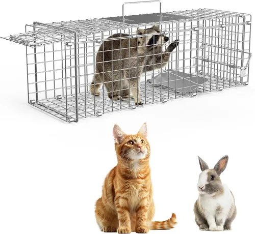 Vista 9 de Trampa para animales vivos de 25 pulgadas, jaula resistente para gatos