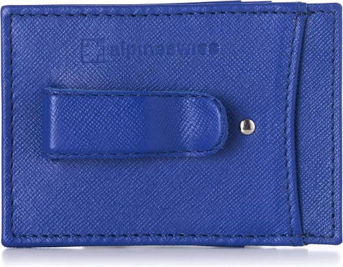 Vista 7 de Alpine Swiss Billetera minimalista de cuero de grano superior para hombre con bolsillo frontal