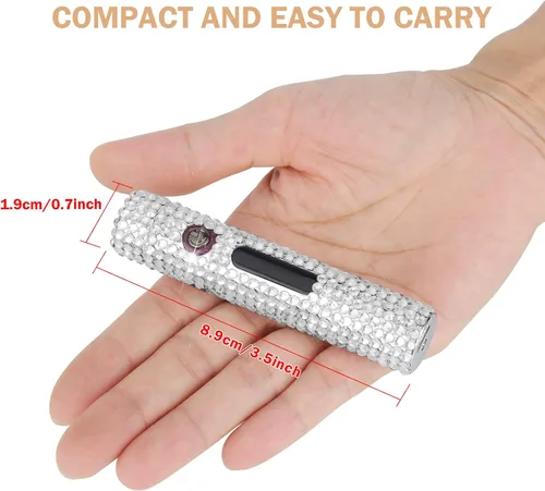 Vista 7 de Encendedores eléctricos recargables por USB, mini tira cilíndrica con purpurina brillante, sin llama, resistente al viento, encendedores de plasma