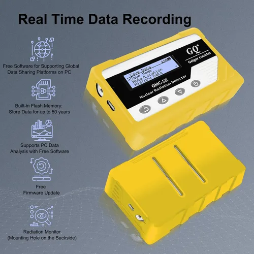 Vista 4 de GQ GMC-SE Geiger Detector de radiación de contador Beta Gamma de rayos X portátil Medidor de monitor de radiación nuclear digital Dosímetro