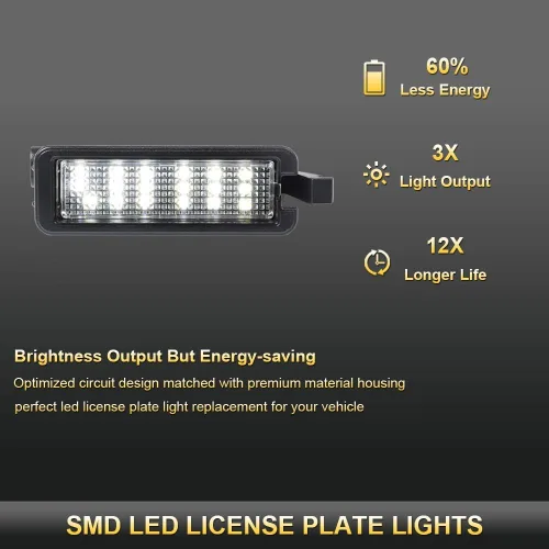 Vista 2 de Gempro Lámparas LED para placa de matrícula para Dodge Charger Challenger Pacifica Jeep Compass Chrysler 300 2015-2022, 6000 K, blanco, 1 unidad