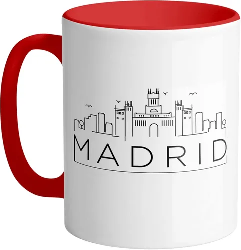 Vista 4 de TeesAndTankYou Skyline Madrid - Taza de café (11 onzas), color negro
