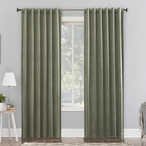 Vista 13 de Sun Zero Hampshire - Panel de cortina de terciopelo con reducción de ruido térmico, pestaña trasera, 100% opaco, 50" x 84", gris