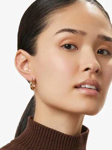 Vista 106 de Aretes de aro gruesos de oro para mujer, chapados en oro de 14 quilates, aretes de aro triple, hipoalergénicos, a la moda, aretes de aro gruesos