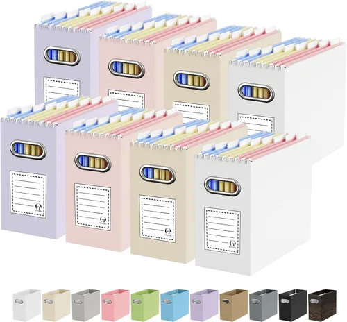 Vista 66 de Oterri Caja Organizadora de Archivos de Cartón para Carpetas Colgantes Tamaño Carta, Caja de Archivos para Escritorio de Computadora, Archivador