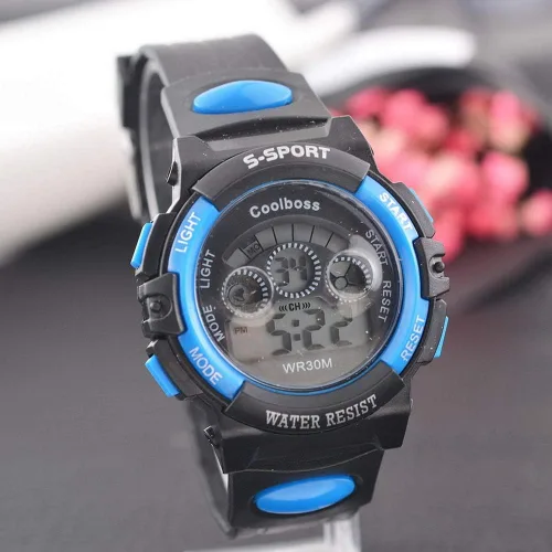Vista 2 de Souarts Reloj de cuarzo con correa de cronógrafo digital multifunción para estudiantes