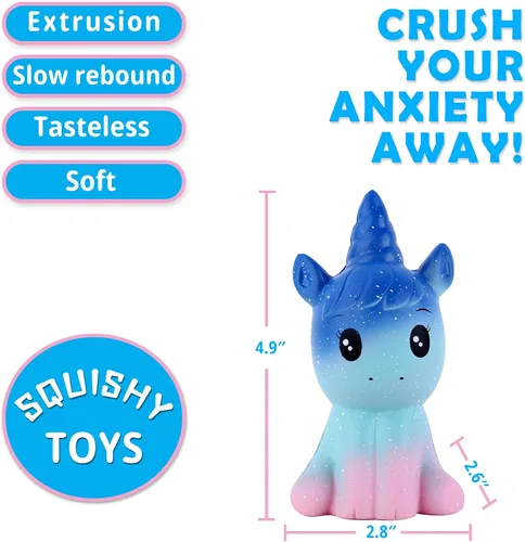 Vista 4 de Anboor Juguetes de unicornio para niños y adultos, 3 piezas, juguetes de unicornio de levantamiento lento, comida suave, alivio del estrés, juguete
